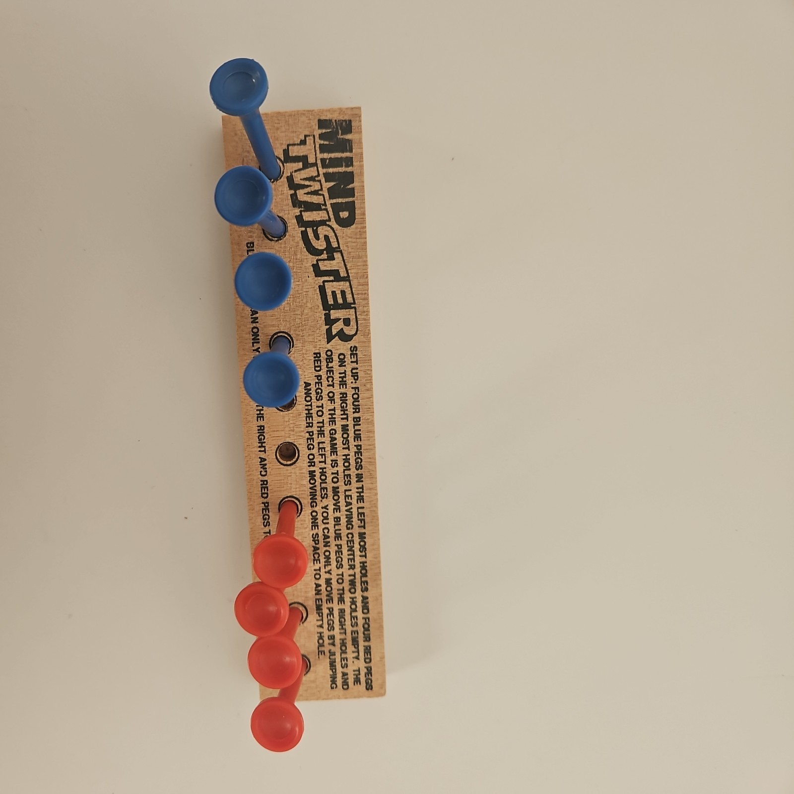 Vintage Wood Travel Game Mind Twister Blue and Red Peg Game