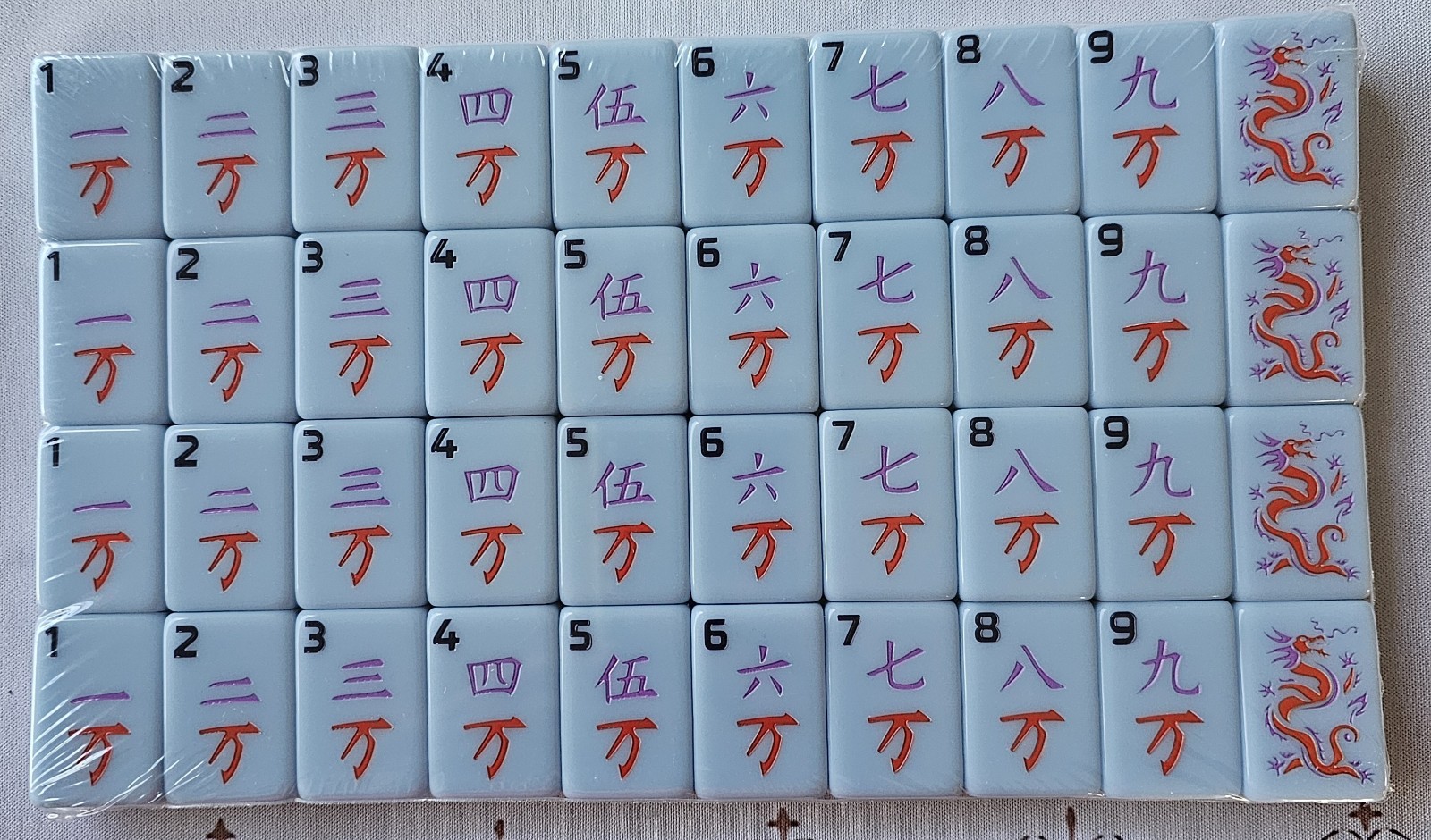Brand New Blue Double Sided Engraved Mahjong Tiles Set 160