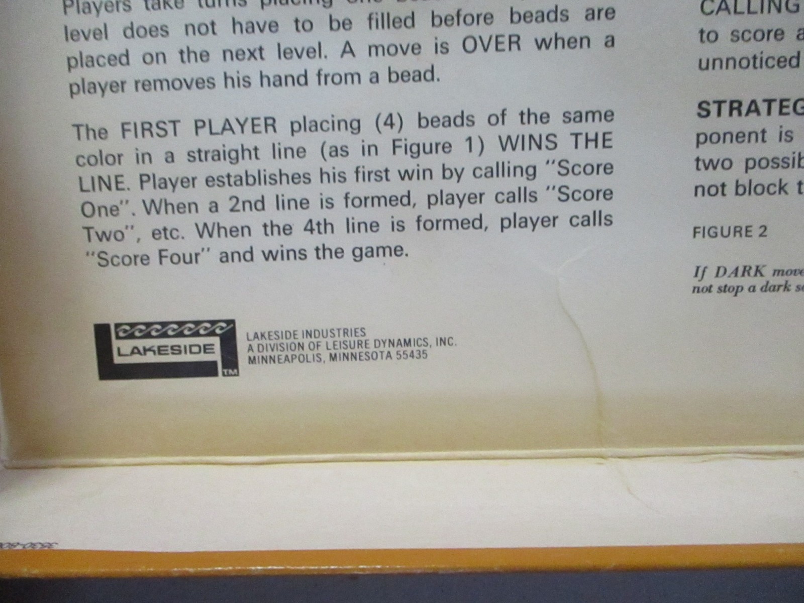 Score Four Game No 8325 by Lakeside Industries 1967 – 1975 In Box – As Seen