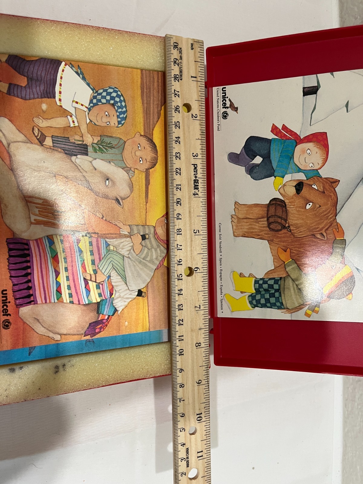 Rare Vtg UNICEF 20 Cube Puzzle Game Camel Tiger Zebra Bear Seal Dolphin Case