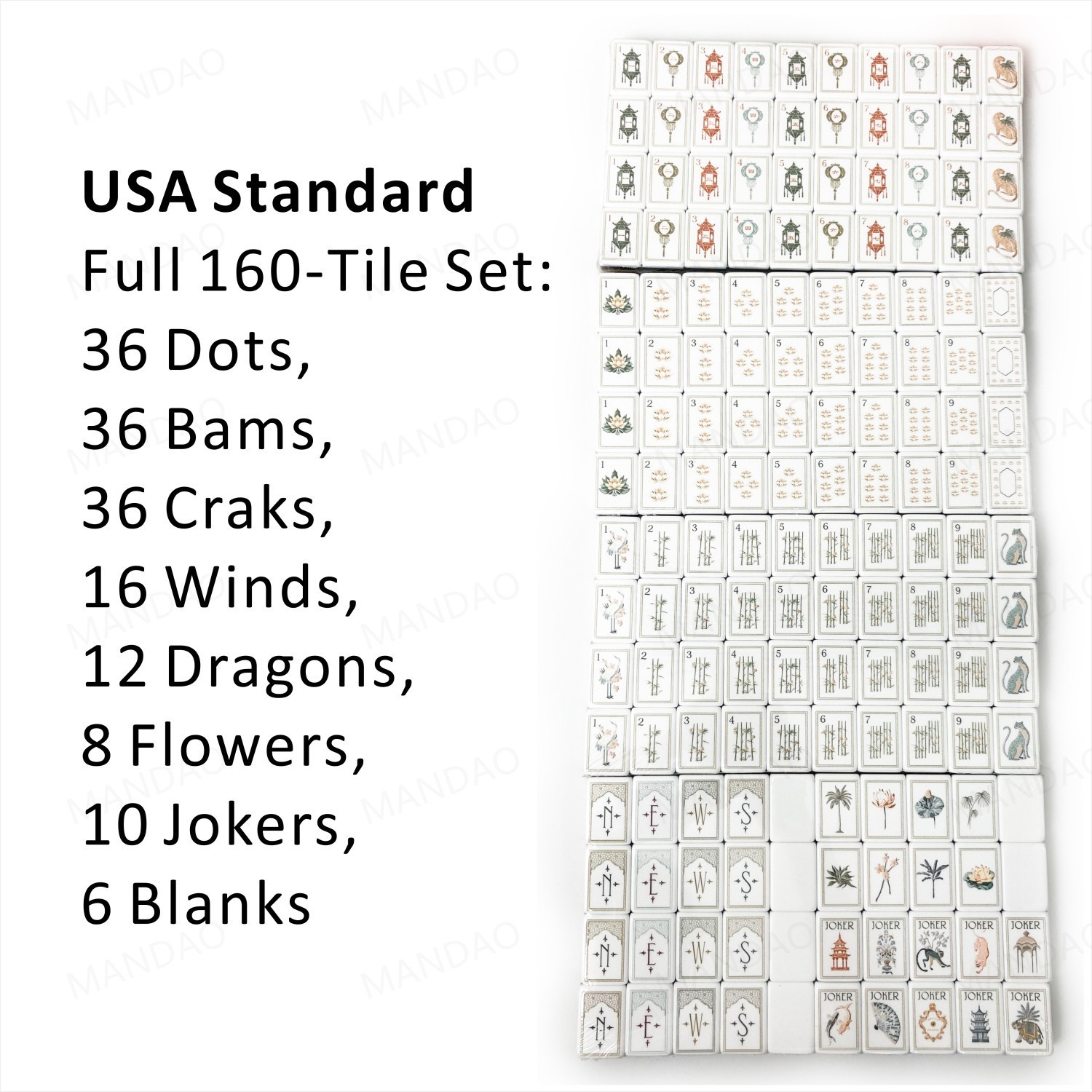 Tortoiseshell 4Layer Mahjong Tiles – American Set 160 Tiles – Beautiful!