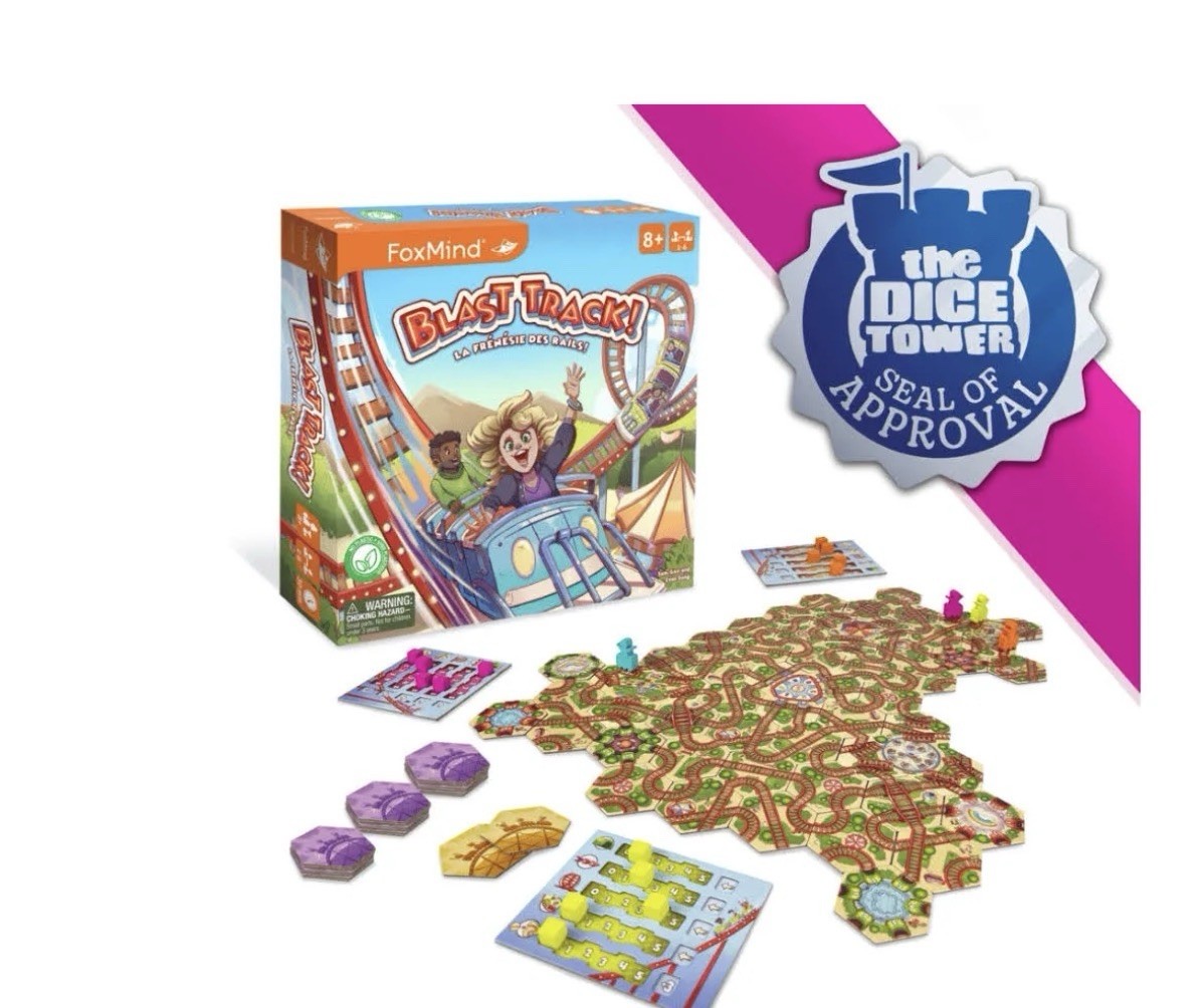 FoxMind: Blast Track – Tile Laying Board Game Creating A Roller Coaster Track