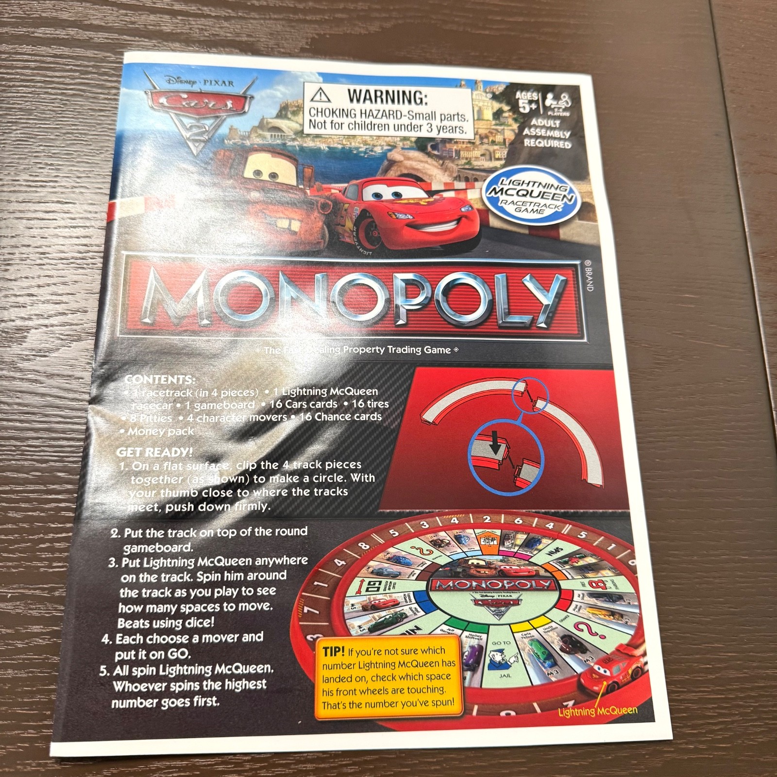 Disney Pixar Cars 2 Monopoly Game Lightning McQueen Racetrack Game New Open Box