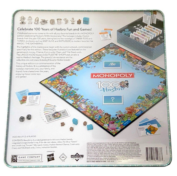 WS Game Company Monopoly Hasbro 100th Anniversary Edition Collectible Tin New