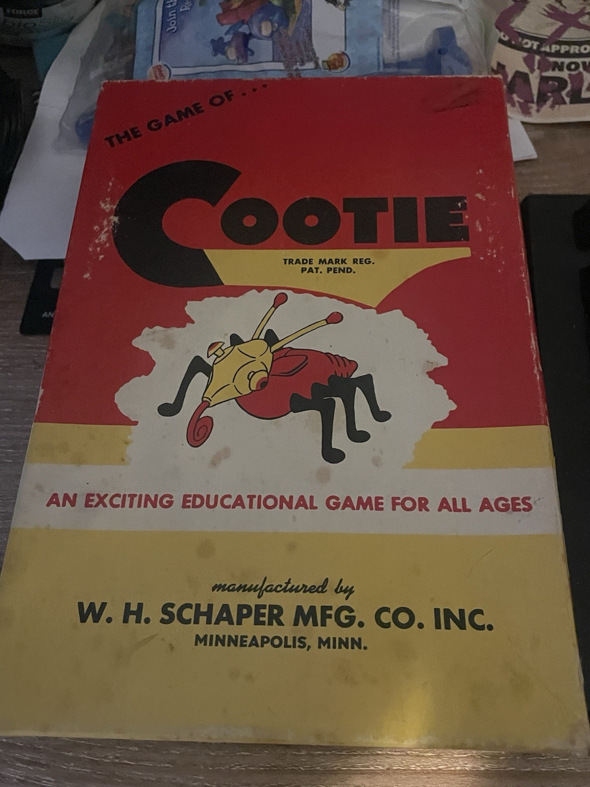 Vintage 1949 THE GAME OF COOTIE Original Box W.H. Schaper Mfg Co.-COMPLETE