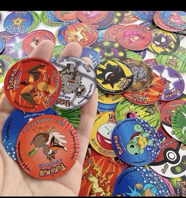 Pokemon Tazos Pogs 160 pcs 1st Generation Strokes Box 3D Round Square Collection
