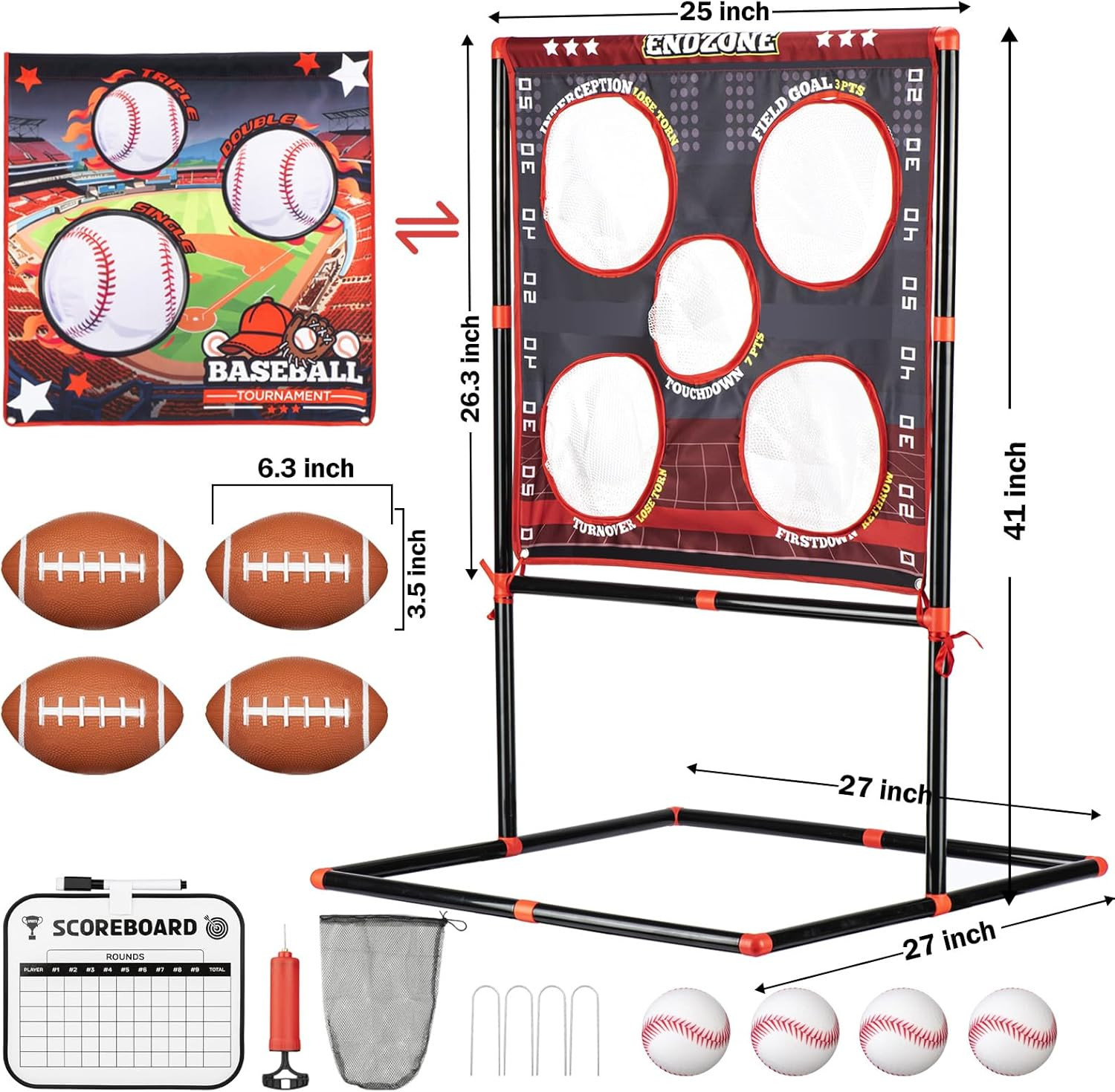 2-In-1 Football & Baseball Toss Game for Kids Ages 3-8 – Outdoor Garden Toy