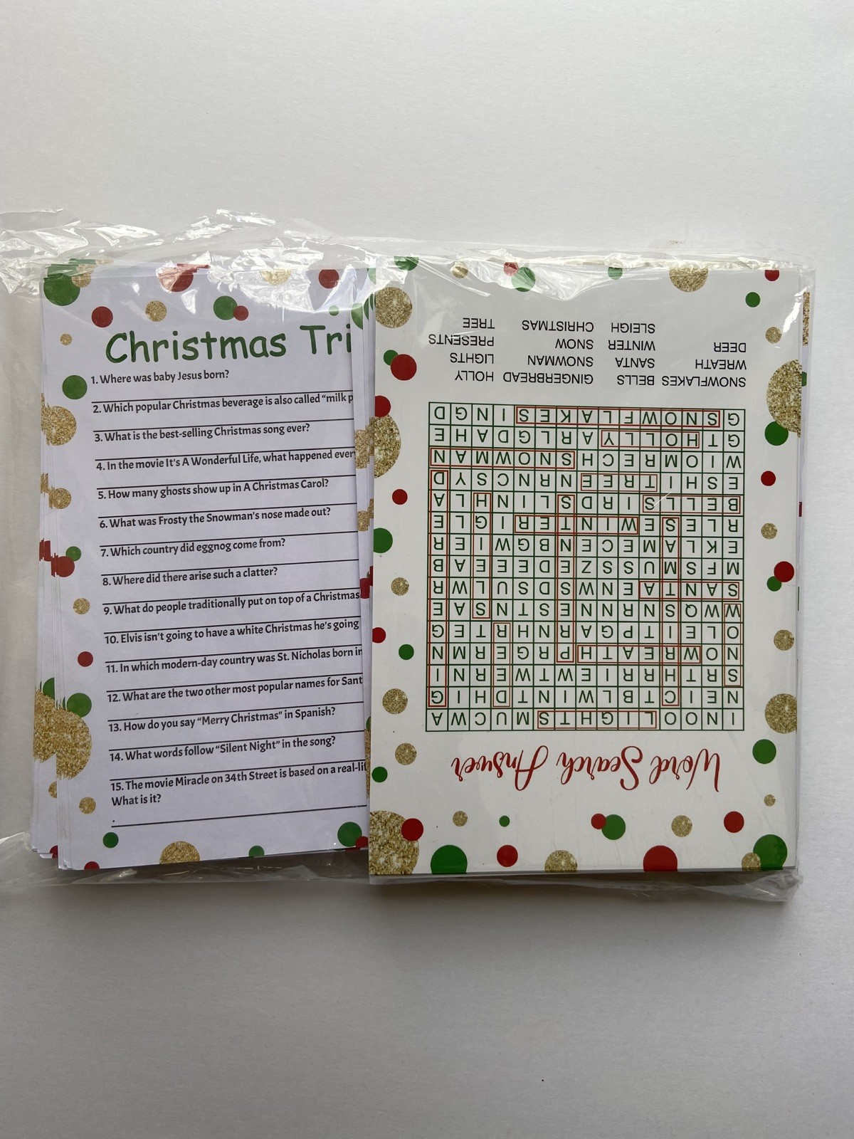 Christmas Party Set 8 Games for 25 people Scramble Word Search Pencils NEW