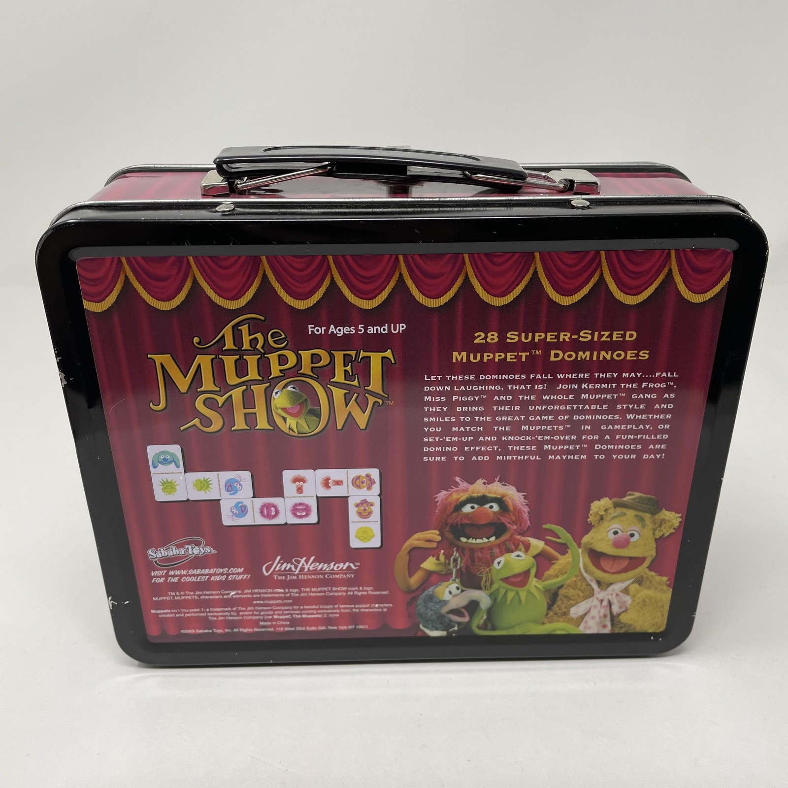 Vintage 2003 Muppet Show Muppet Dominoes Tin Game 28 Super-Sized Sababa Toys