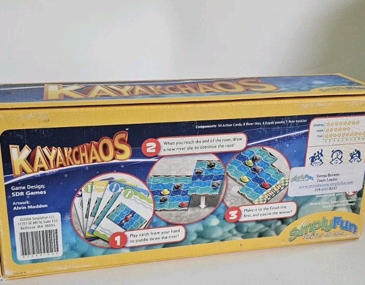 Simply Fun Boardgame Kayak Chaos Box Complete VG+ Ages 8 And Up