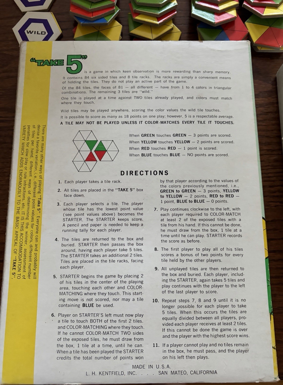 “Take 5” Tile Game by L.H. Kentfield-Vintage 1969 – 80/3 Tiles-Original Box