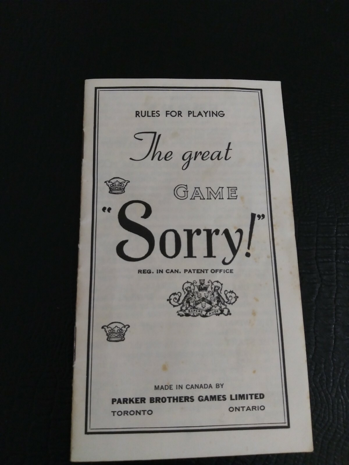 Vtge P.B. SORRY Slide Pursuit Board Game-1964 Complete Bi-lingual Inst.