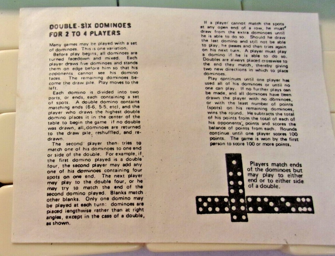 Vintage DOMINO by CARDINAL 2i pieces “Double Six Dominoes for 2 to 4 Players”