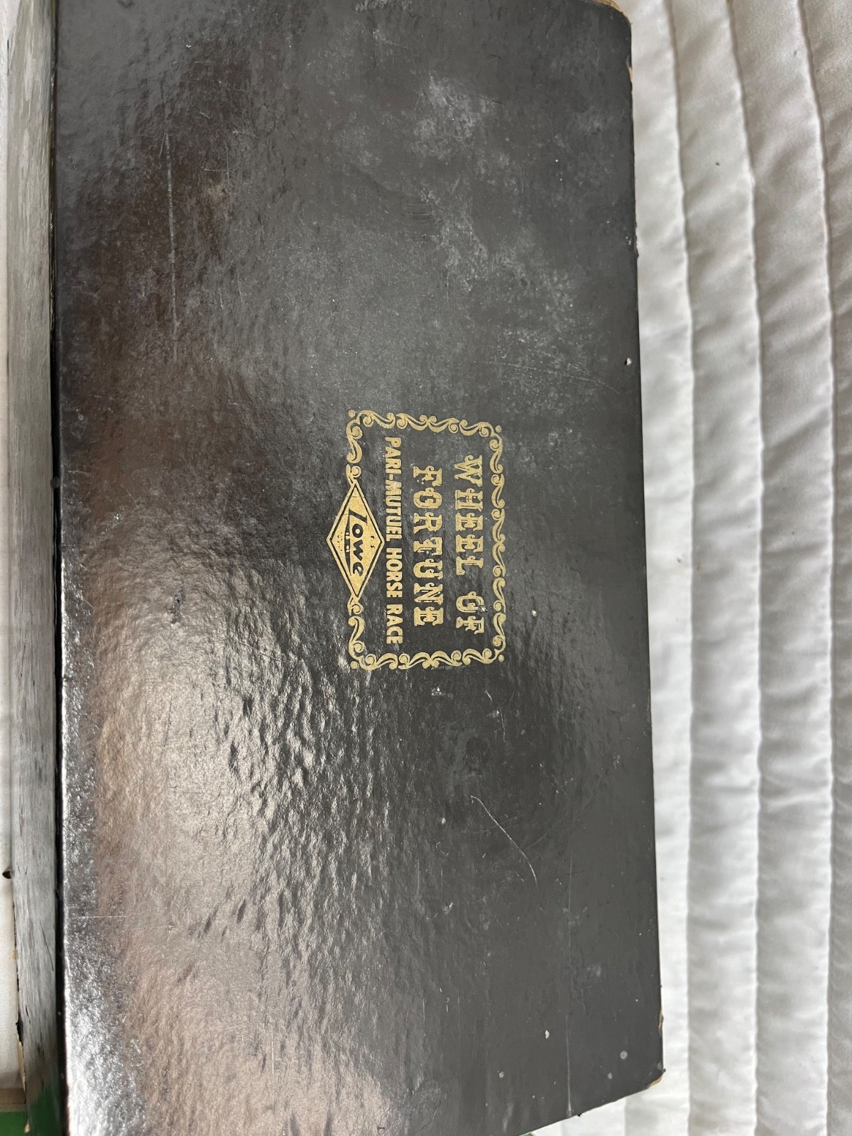 VINTAGE E.S. LOWE WHEEL OF FORTUNE HORSE RACING GAME with original box roulette
