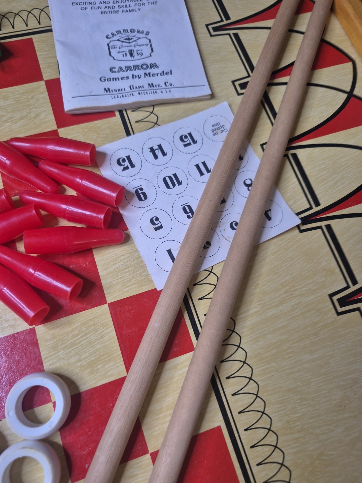 Vintage Carrom Wooden Game Board Table Model 100 Complete In Original Box