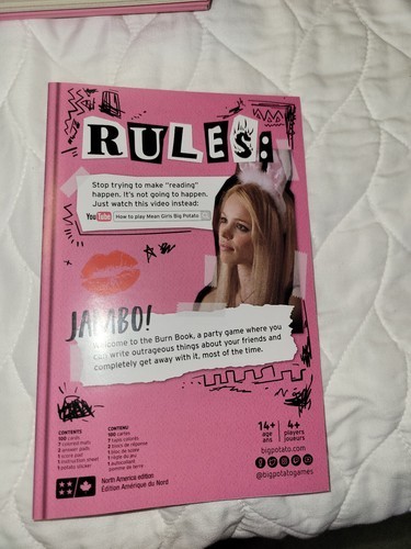 MEAN GIRLS – Burn Book A Party Game Board Game, Get In Losers, We’re Playing, VG