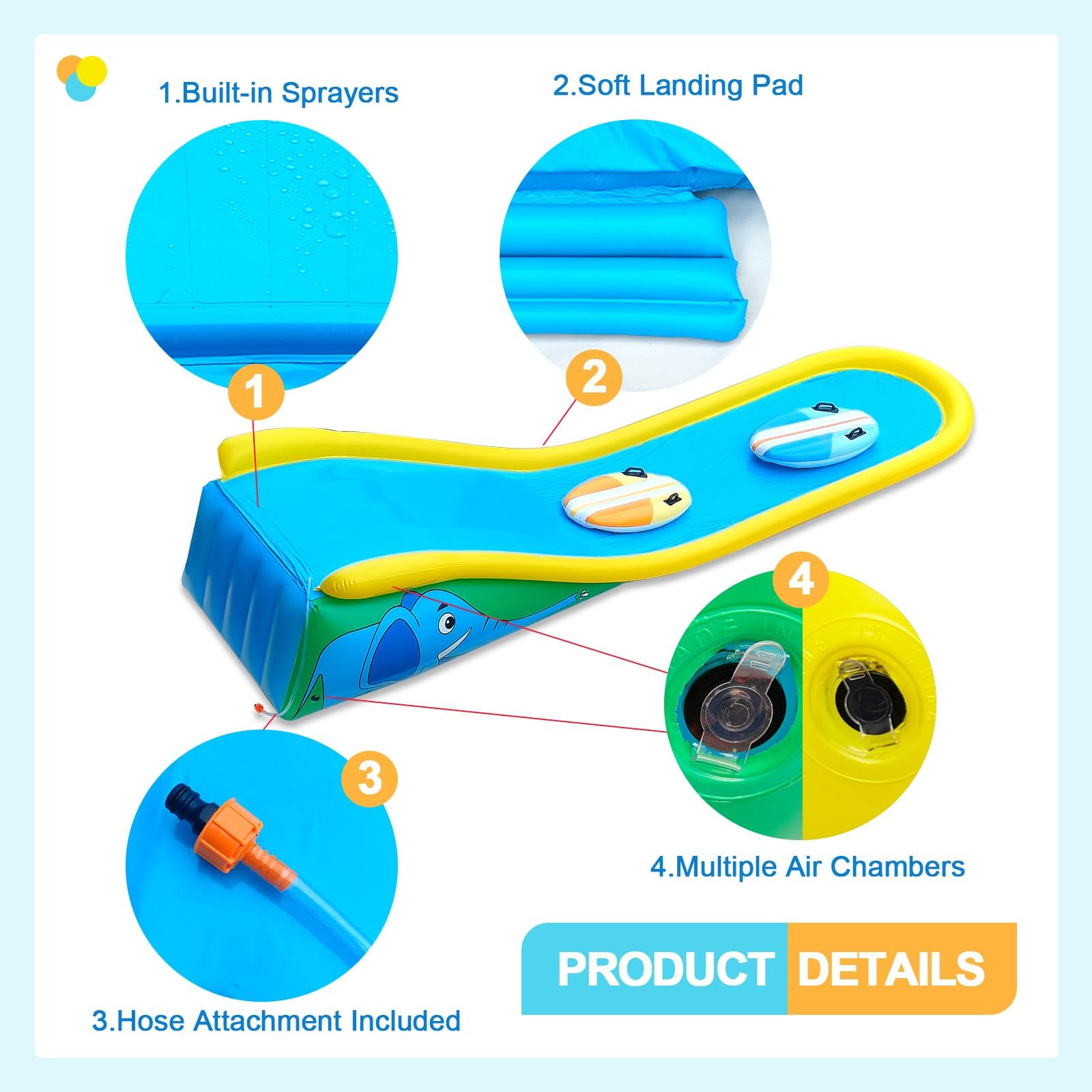 Inflatable Water Slide 15FT Kids Sprinkler 2 Surf Riders HS-010 waterslide Ages