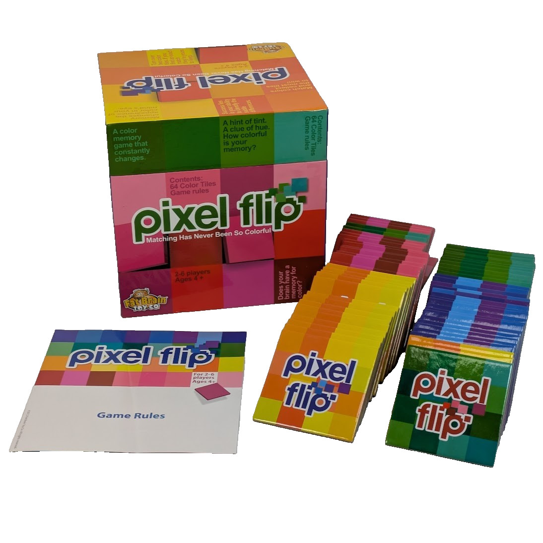 Fat Brain Toy Co Pixel Flip Matching Game 2012 Color Tile Memory HTF