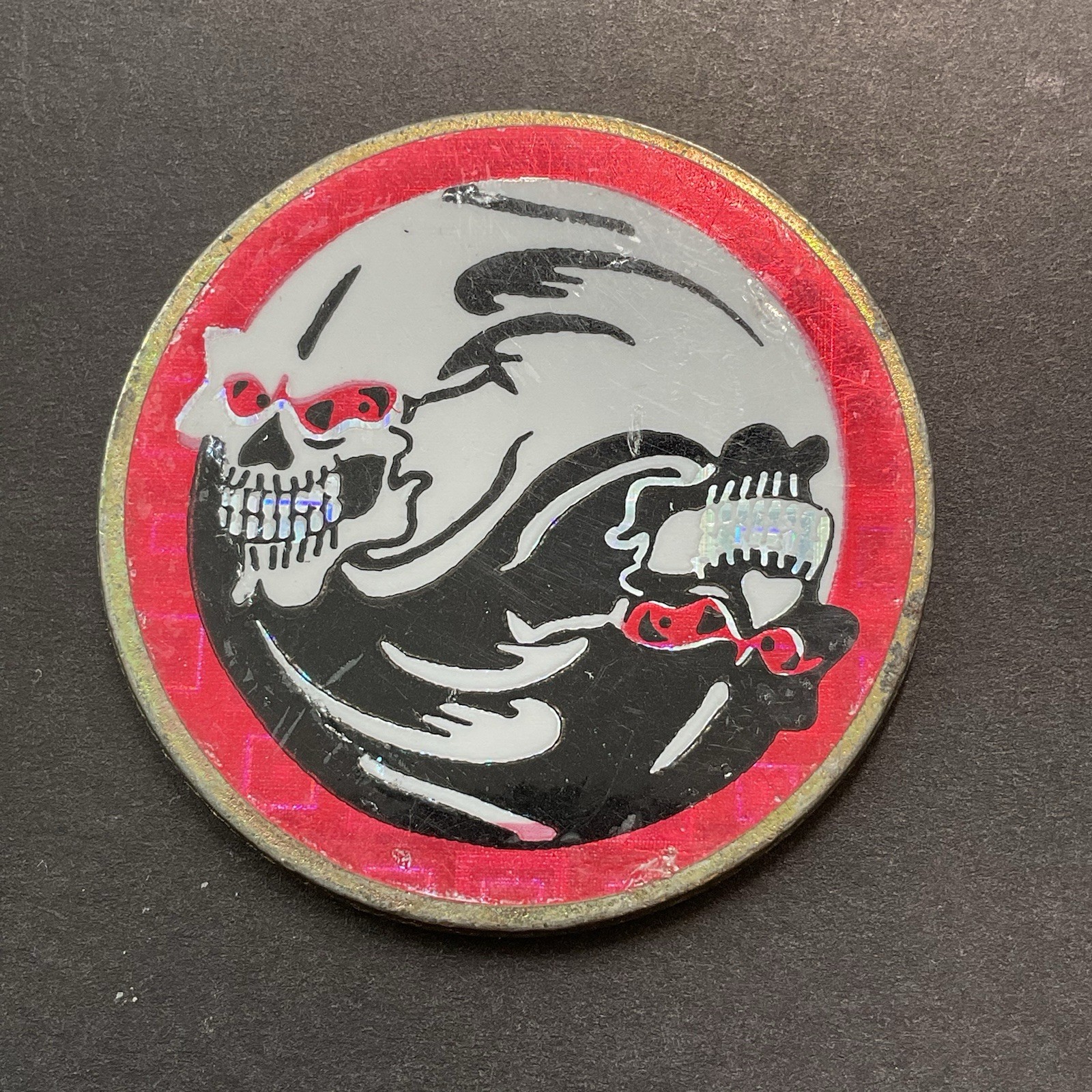 RARE POG 1990s Vintage YING YANG Skull Heavy Metal Slammer Retro Token AS SHOWN