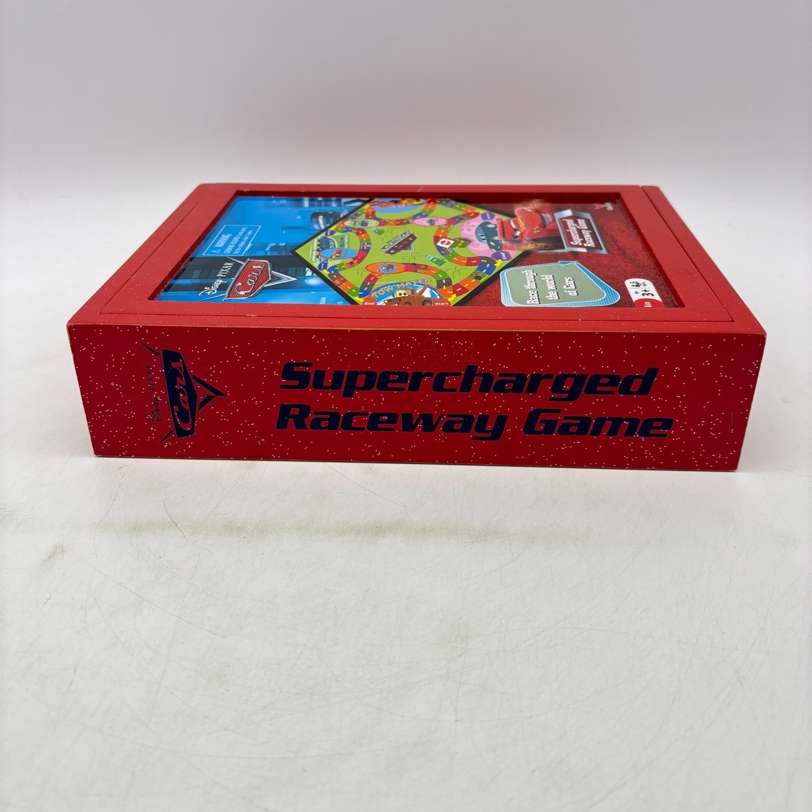 Disney Pixar Cars Supercharged Raceway Game COMPLETE Cardinal 2009 Wooden Box