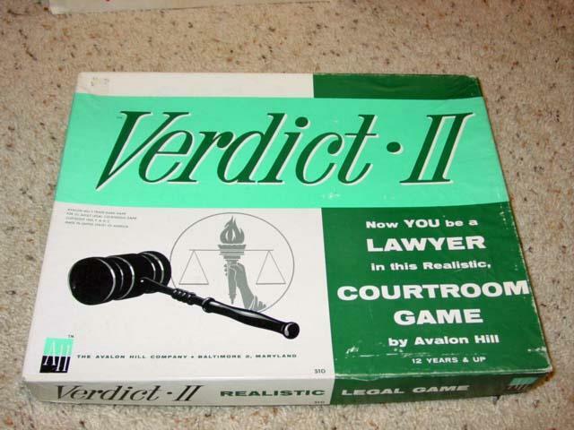 Avalon Hill 1961 : VERDICT II game – Now You are a Lawyer in Courtroom Cases