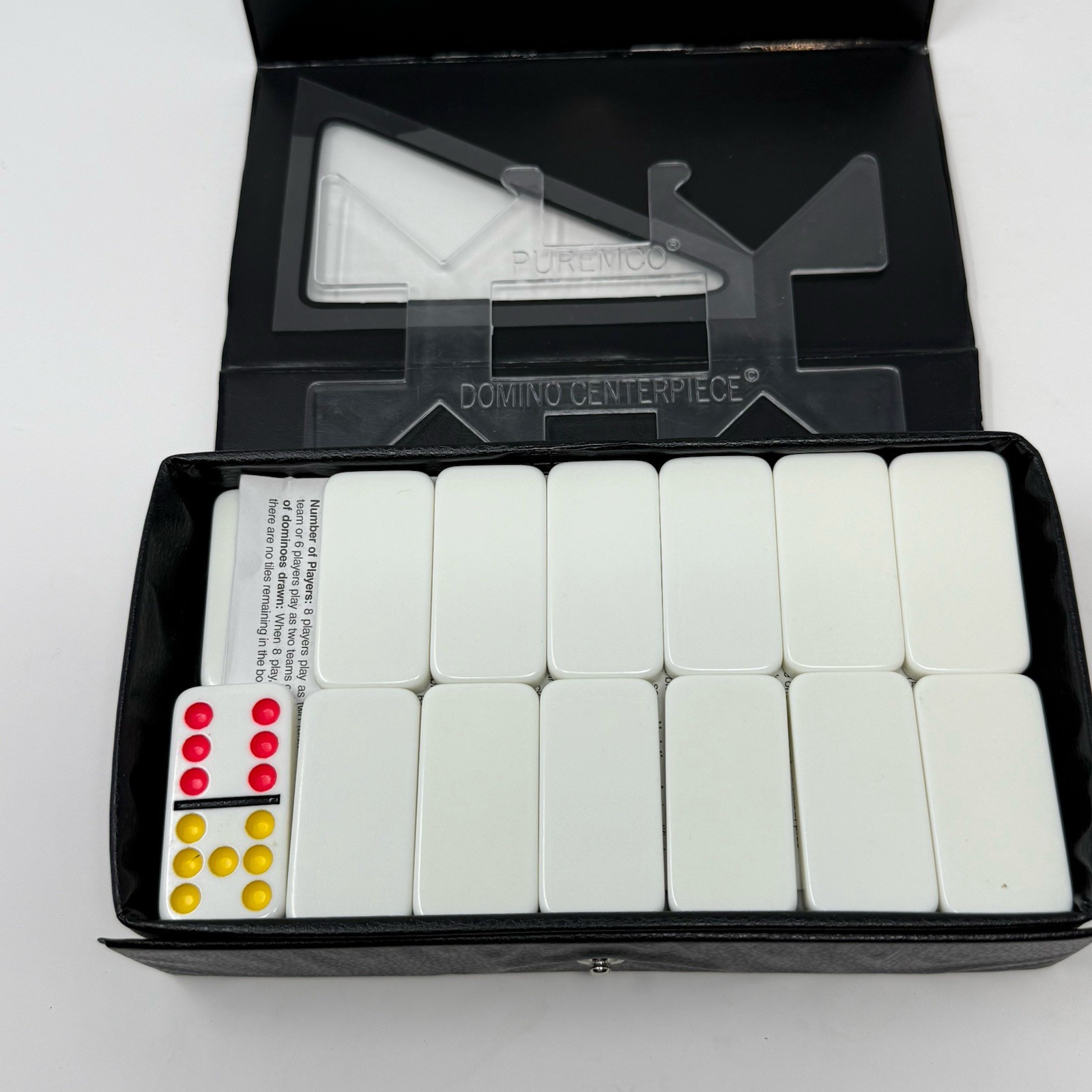 Puremco Chicken Foot Double Nine Dominoes Marbelized Tiles with Travel Case