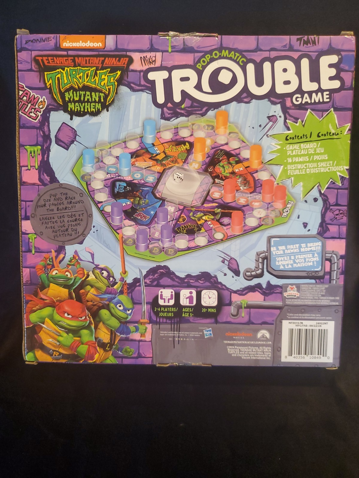 Teenage Mutant Ninja Turtles Mutant Mayhem Pop‑O‑Matic Trouble Board Game ~ NEW!