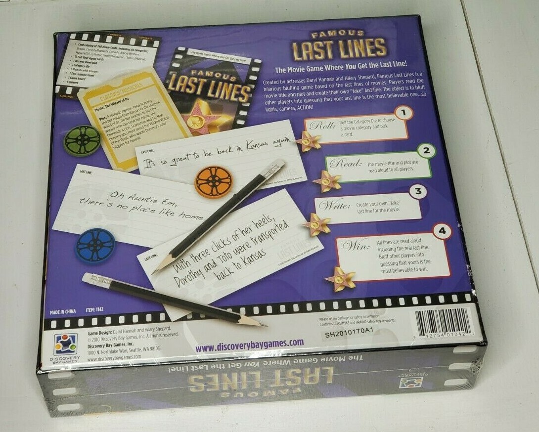 NEW Discovery Bay Games Famous Last Lines Movie Card Board Game ~ 3 – 6 Players