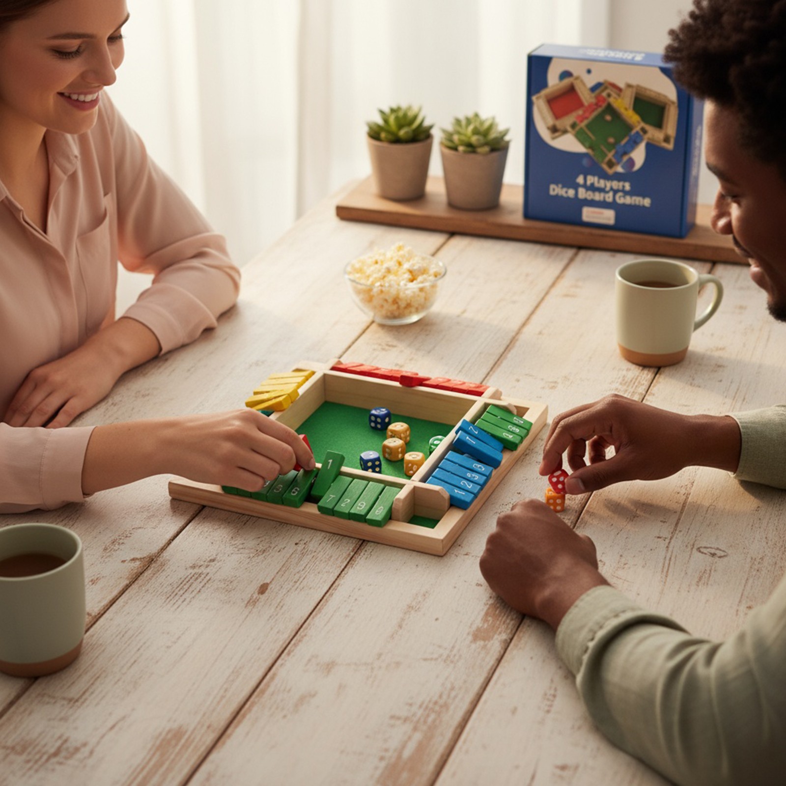 Wooden Shut The Box Dice Game 2-4 Player for Classroom Home (Multicolor Style 6)
