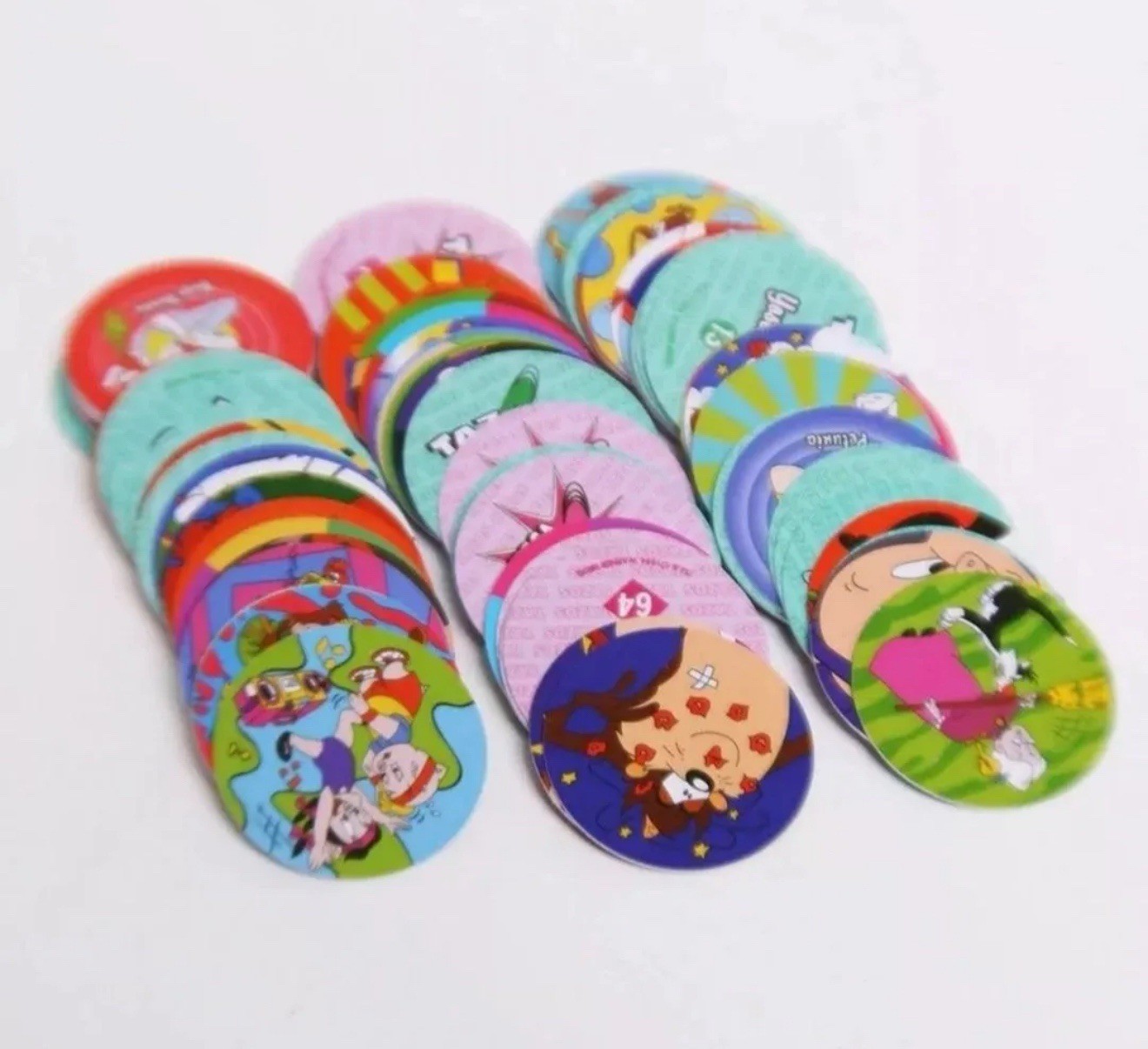 100 Looney Tunes Pogs Tazos Collection – No Repeats, 4cm Plastic Discs