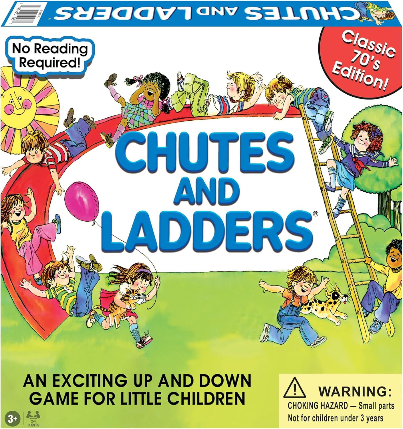 Classic Chutes and Ladders, with 1970’S Art, by Games USA |2-4 Players, Ages 3+