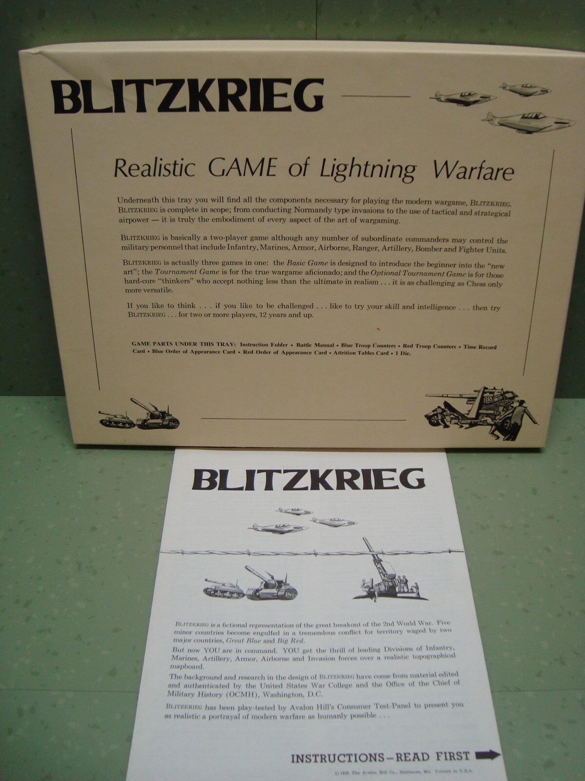 1965 Blitzkrieg Lightning Warfare Game The Avalon Hill Company Partially Punched