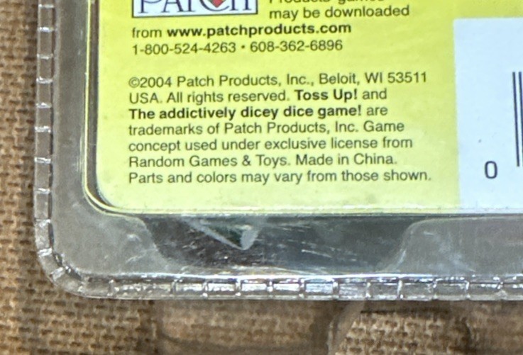 NEW – Toss Up! The Addictively Dicey Dice Game Patch Products 2004 Free Shipping