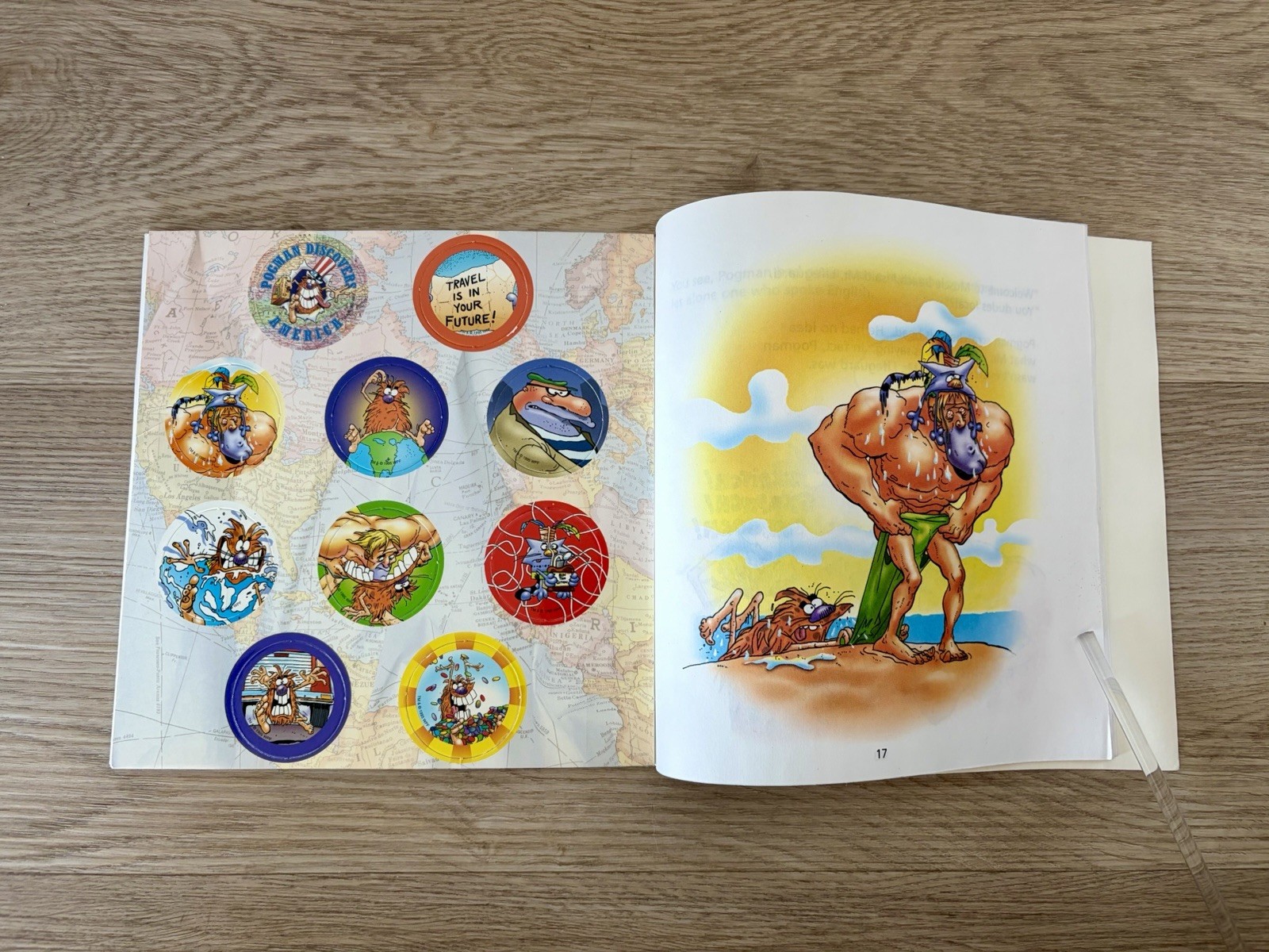 Pogman Discovers America Book and 20 Pogs Unpunched AND IN BOOK PB