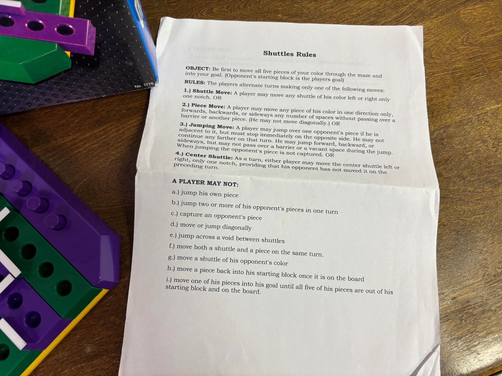 Shuttles Maze Game Shoptaugh Complete Purple & Green Strategy Fun!