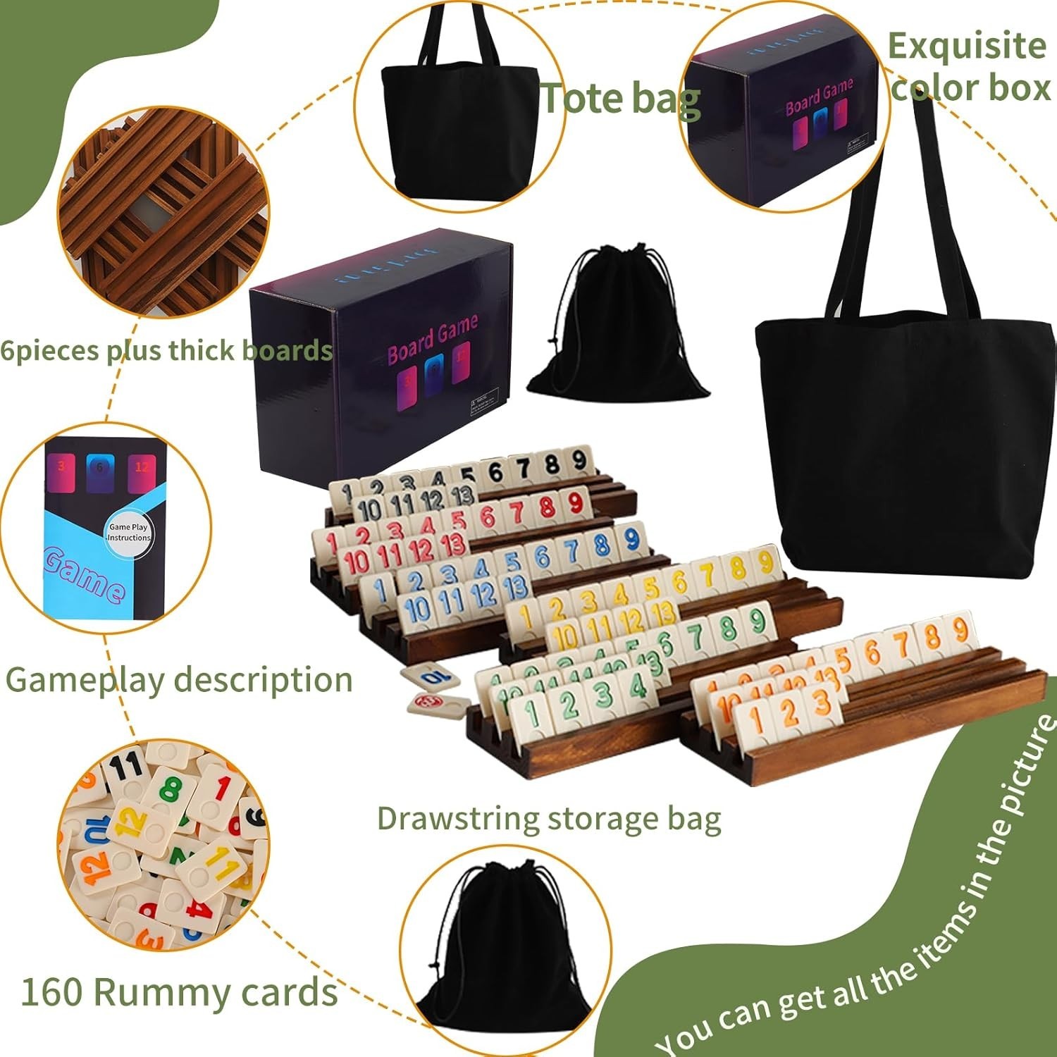 Rummy Cube Original Game, 2–6 Players, 160 Tiles with 6 Wooden Racks