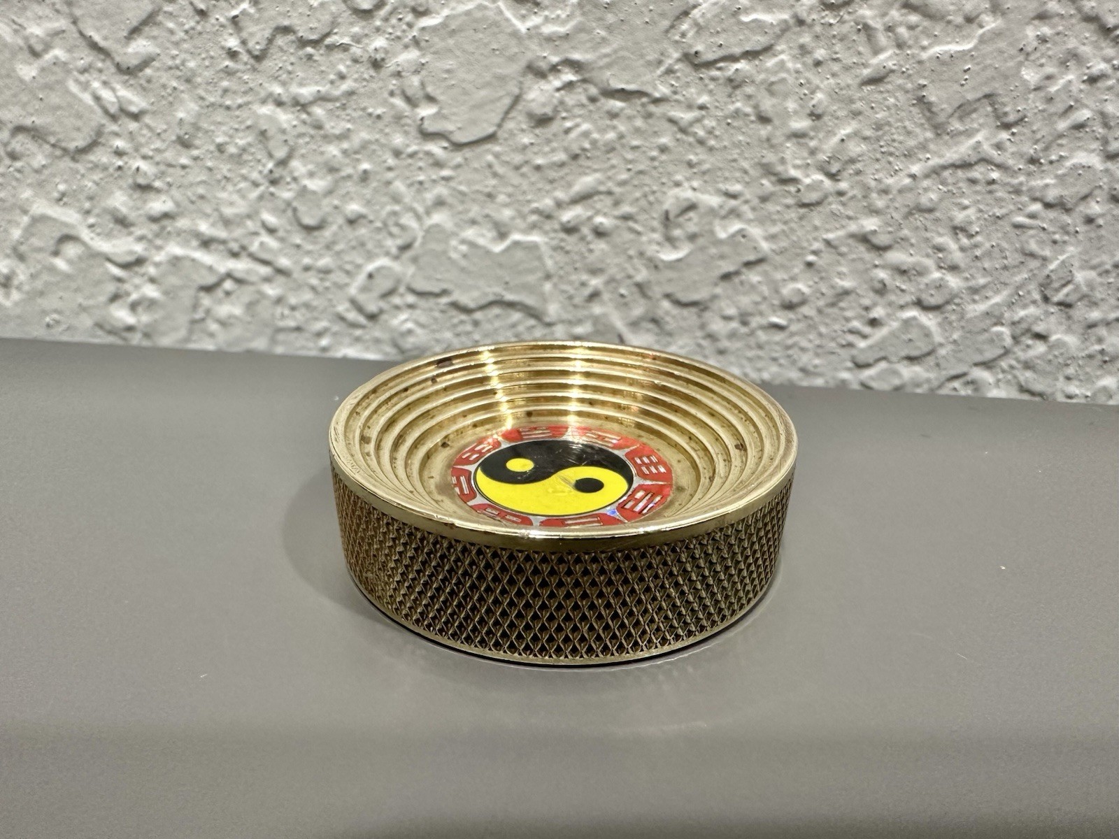 Vintage 90s Heavy Brass Metal Pog Slammer – Ying Yang- Thick – 3+ Oz