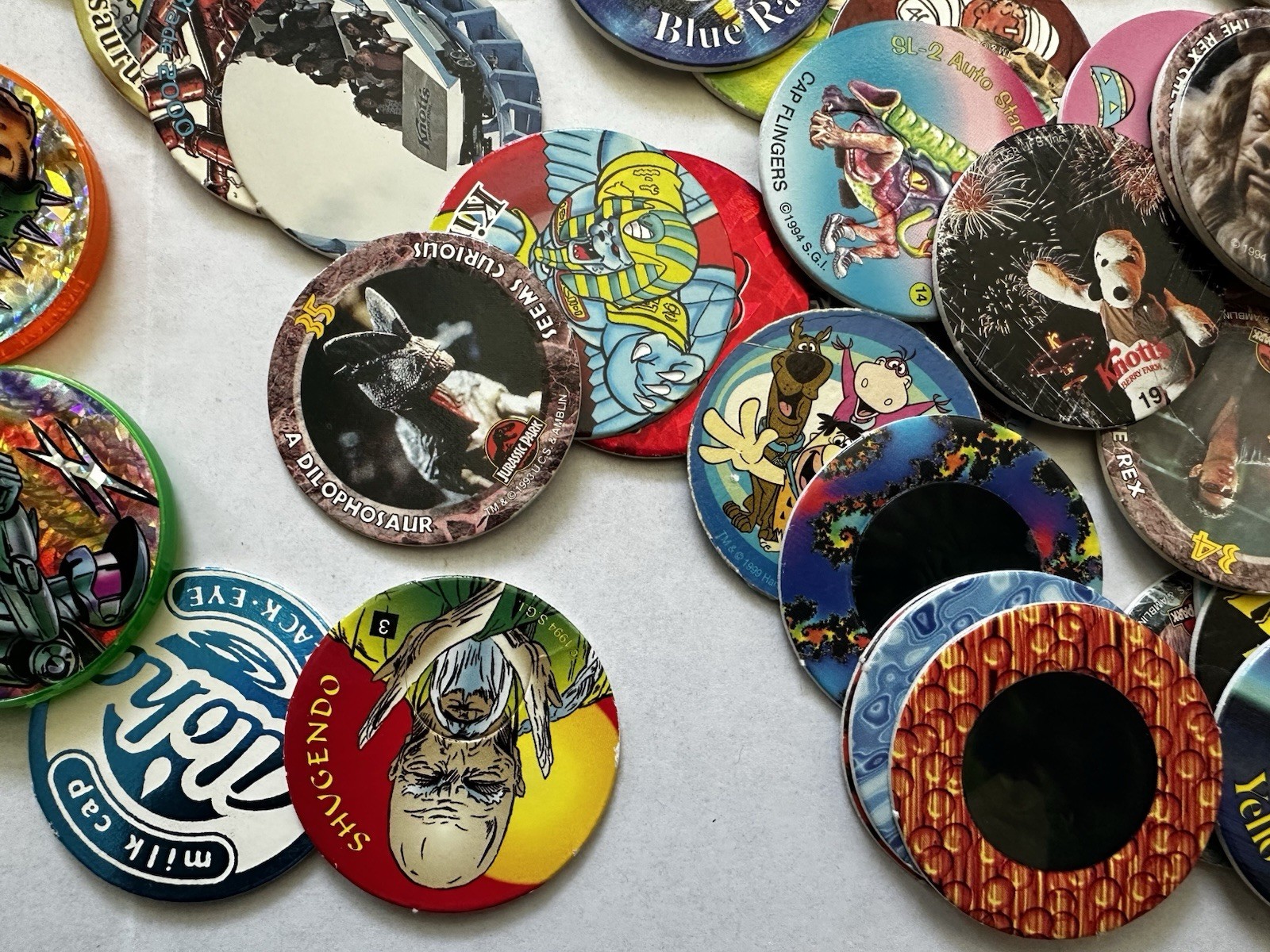 Vintage POG Pogs and Slammers HUGE LOT Plastic Slammers with Various POG Caps