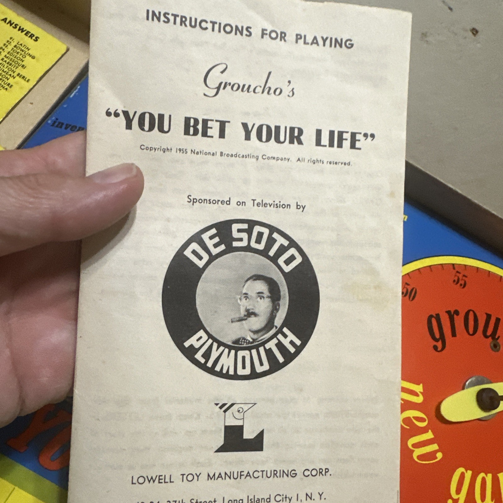 1956 Grouch Marx You Bet Your Life Board Game Lowell Toy Company Very Rare!