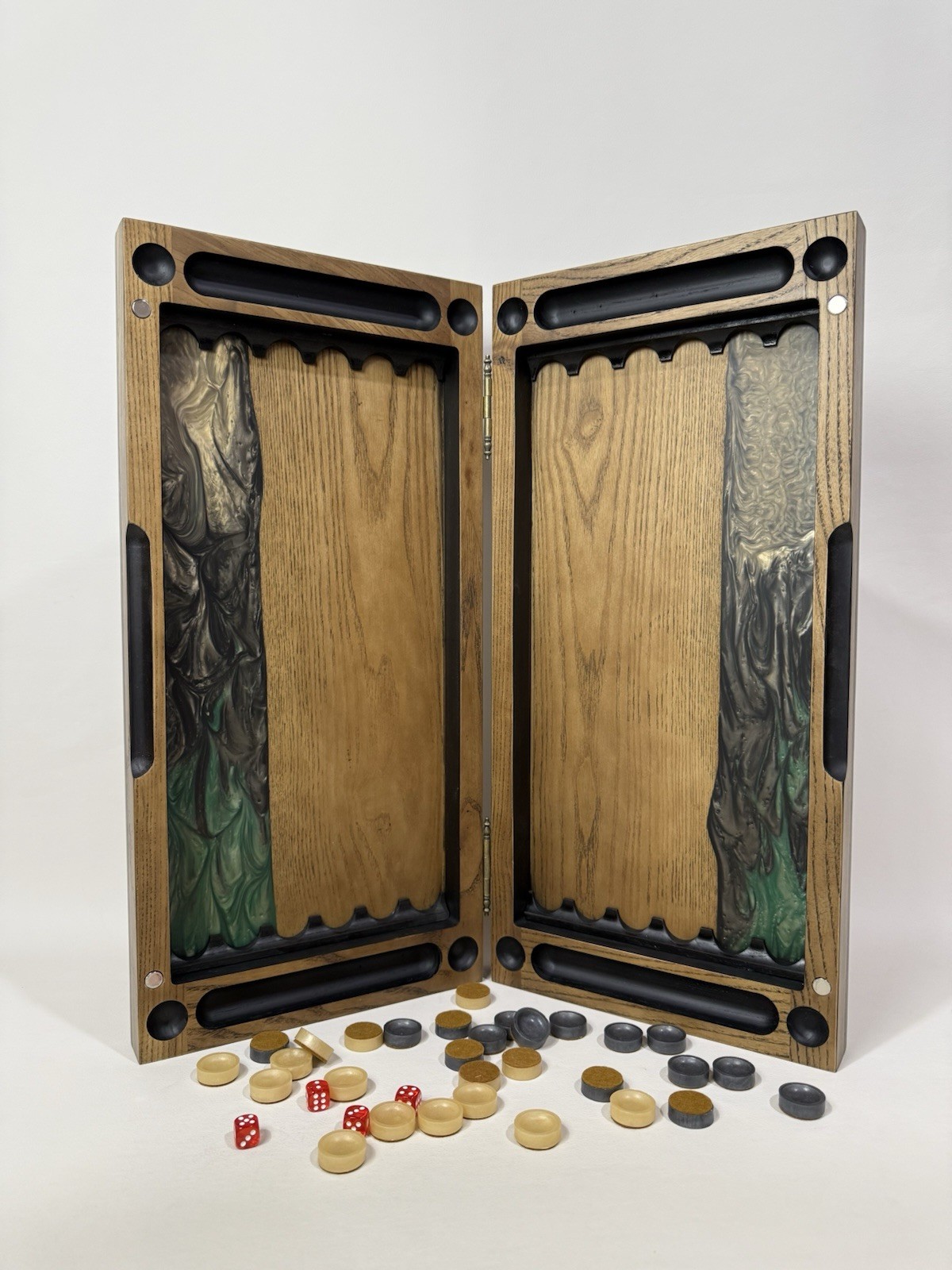 Exclusive Gold Backgammon Board, Wood & Epoxy Resin, Handmade Luxury Game Set