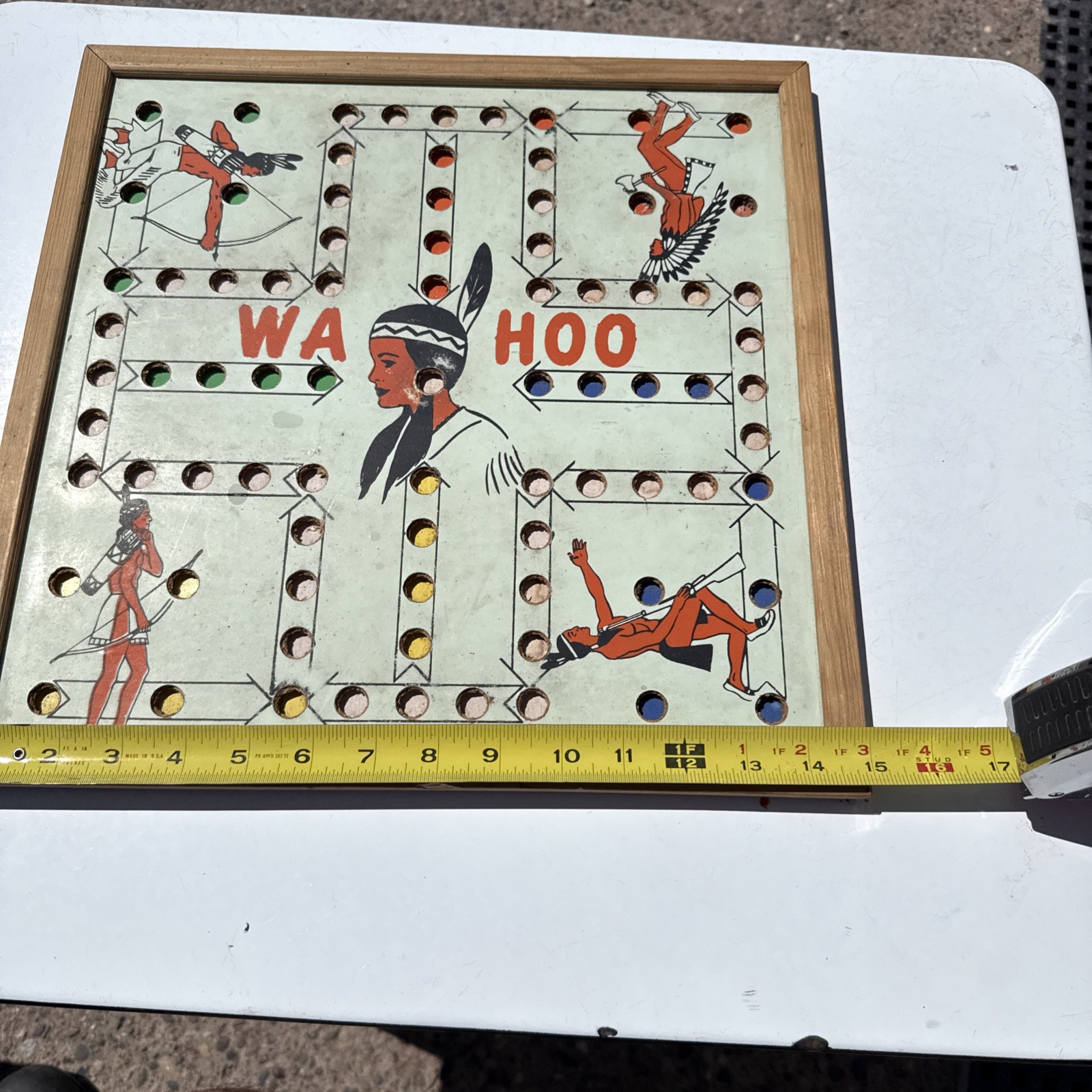 Vtg Wa-Hoo Wahoo Game Board Creative Designs Texas Indian Western Framed Checker