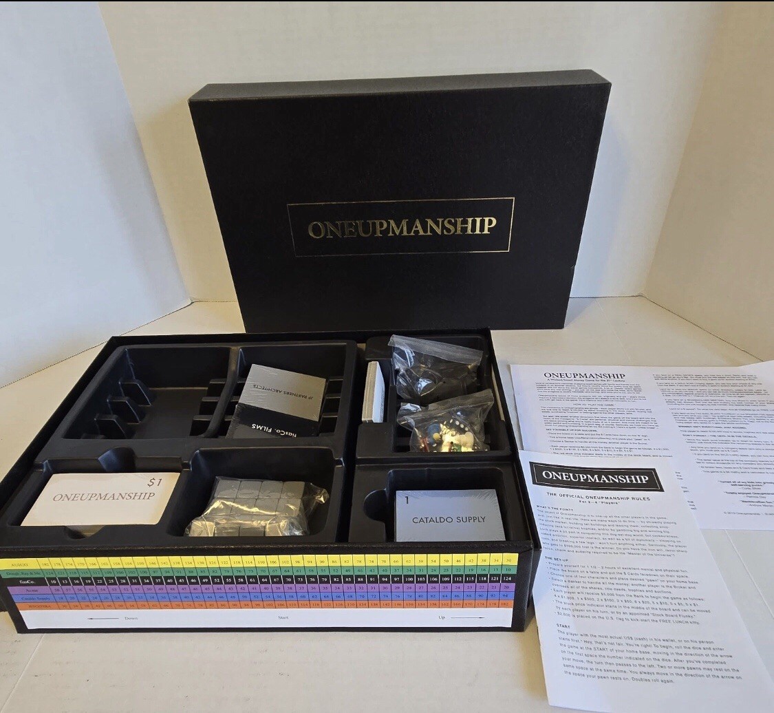 ✨RARE Oneupmanship Board Games 2012, New Open Box, Sealed Pieces!