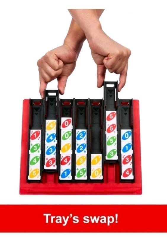 UNO Quatro Game with Colored Tiles & Plastic Game Grid for Adults/Family