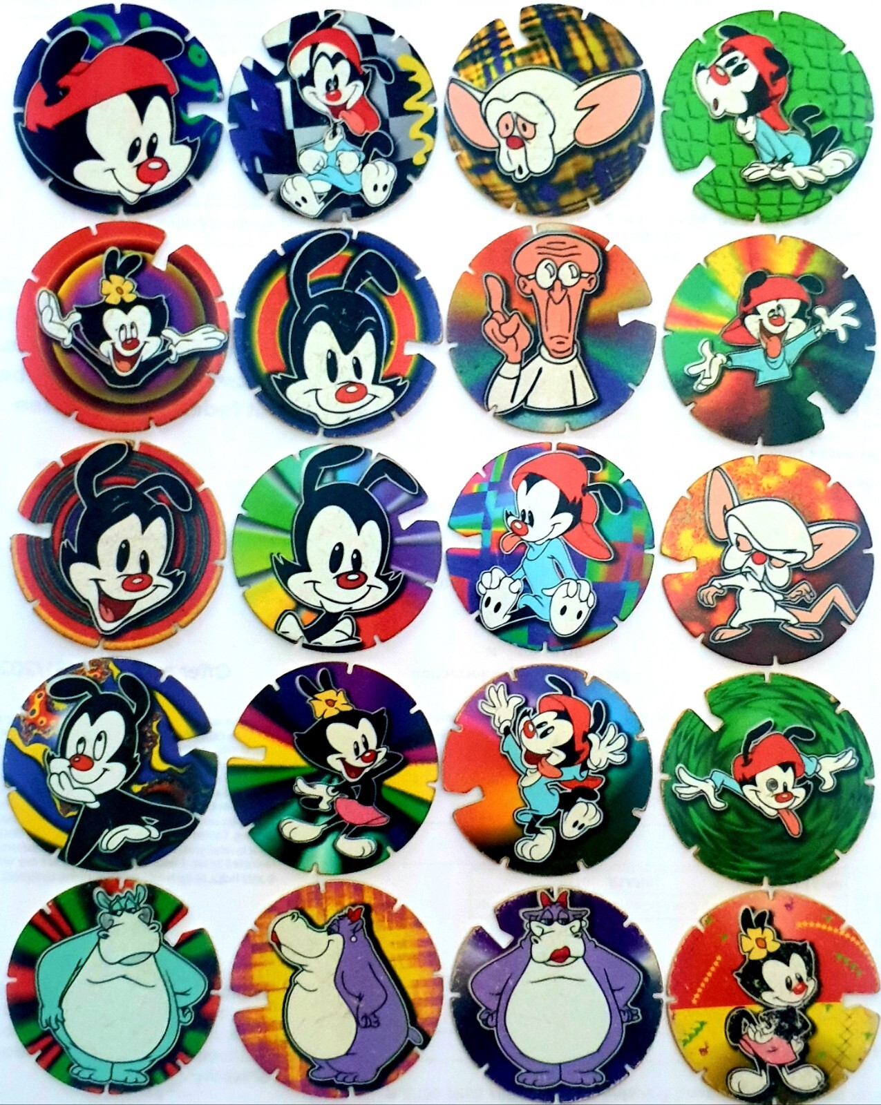 Animaniacs Tazos – Complete Set 1 to 60 Pogs *RARE* $10 / Tazo – Elma Chips 1997