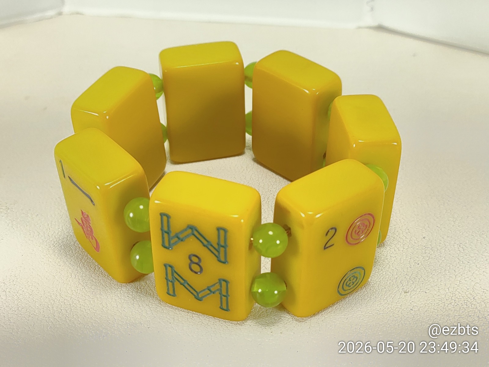 Green Glow ALL Bakelite Catalin MahJong Mah Jongg tiles Champion Bracelet