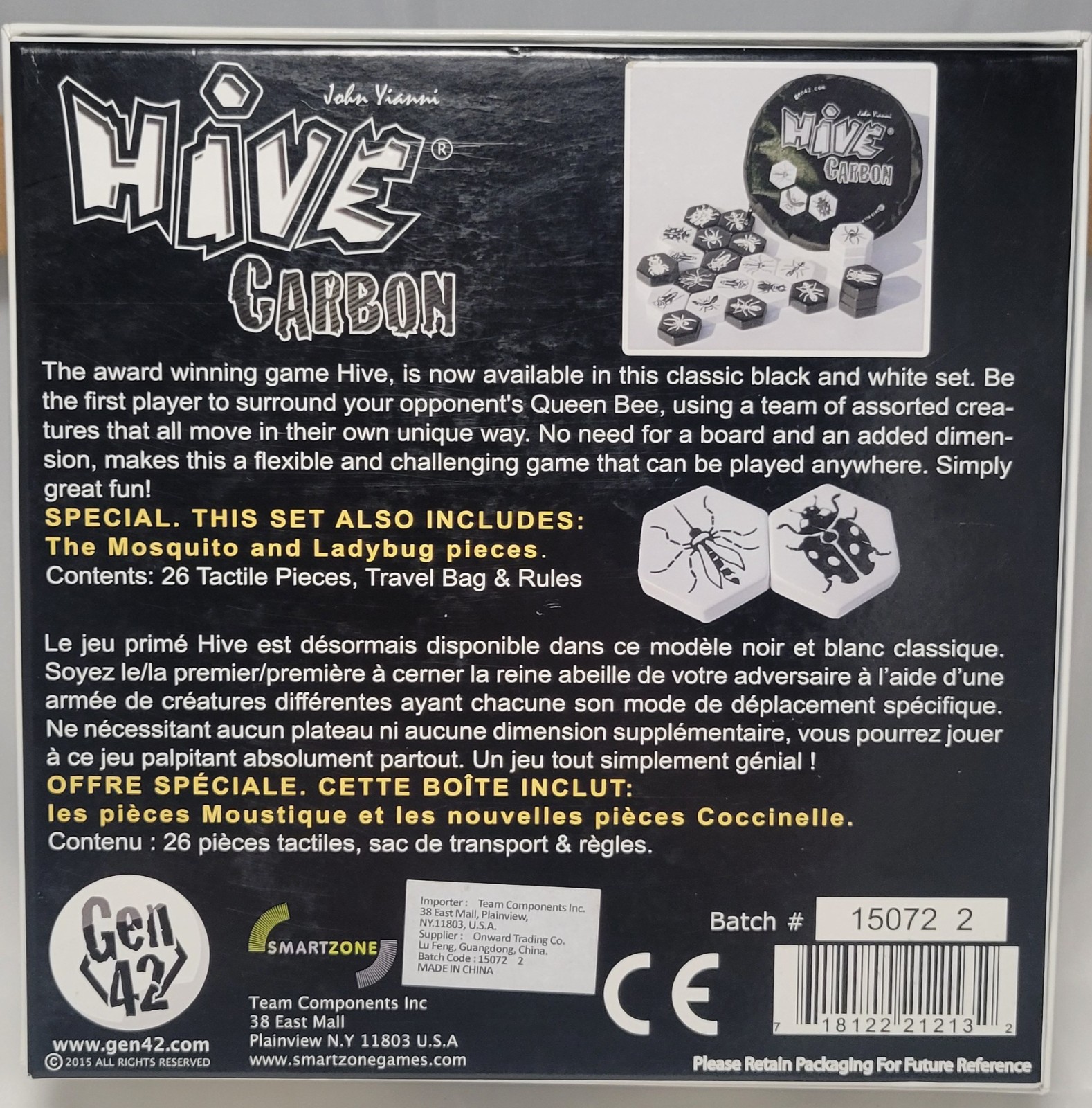 Hive Carbon Game 2015 Complete Black & White Version Gen 42