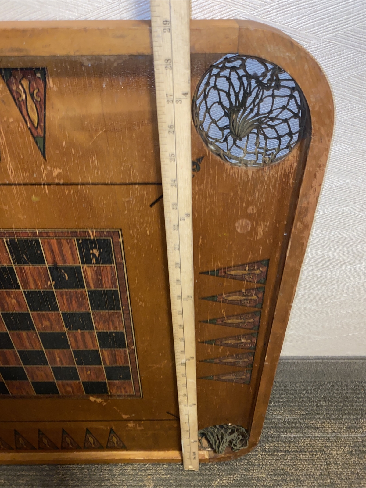 Antique 1913 Archarena Wood Game Board With game Pieces Great Wall Decor