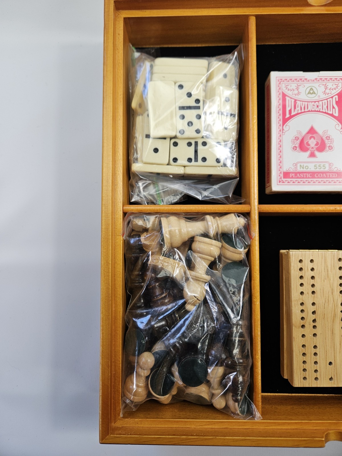 7-in-1 Chess/Checkers/Backgammon/Dominoes/Poker/Cribbage Board Game Combo Set