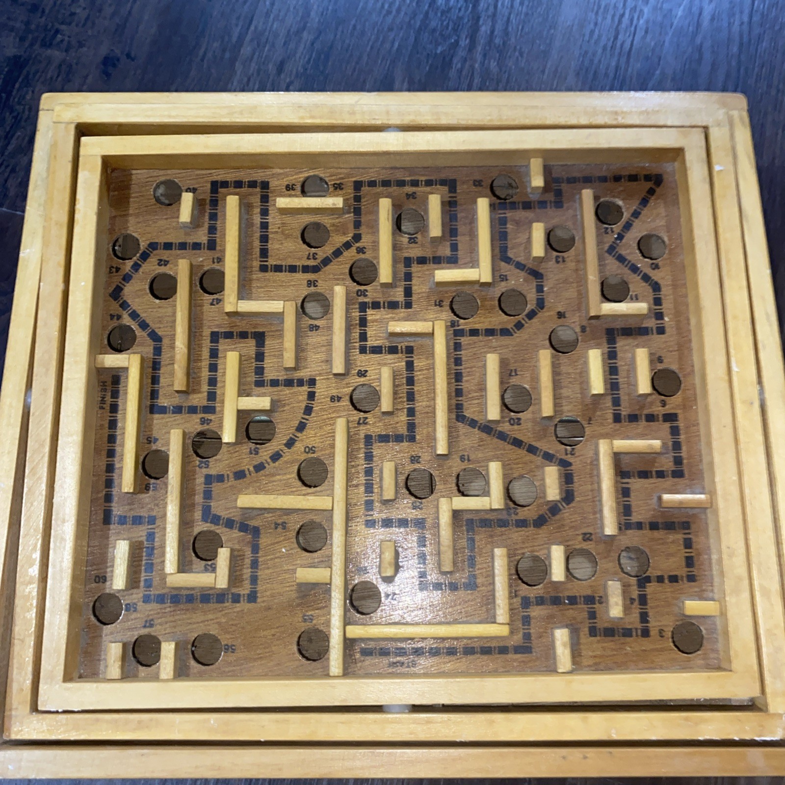 Labyrinth Wooden Maze Game with One Steel Marble, Puzzle Game 60 Holes