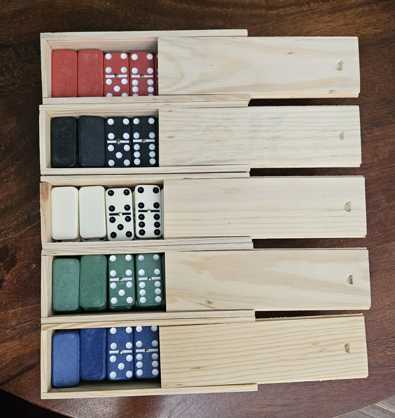 Double 6 Domino Set Dominoes CHOICE OF COLOR: BLUE RED BLACK GREEN or IVORY